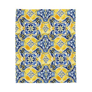 Azulejo Tia Maria Blanket, Portuguese Azulejo Cozy Blanket, Home Decor Throw, Soft Sofa Blankie, Unique Comforter Gift, Warm Bedspread