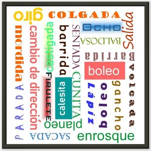 Poster in carta semilucida classica con cornice in metallo 30x30 cm / 12x12″ "Pasos de tango"