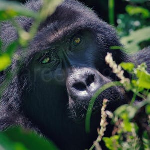 Gorilla Wall Art Portrait (UNFRAMED) – Emotional Wildlife Photography Wall Art – Green Calm Serene Jungle Animal Print Fine Art Poster