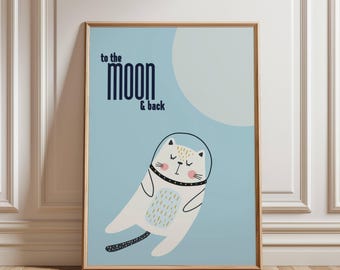 Space Nursery Wall Art Cat Astronaut Print