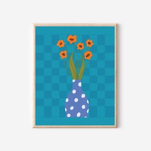 Impresión de florero / Arte de pared digital colorido y llamativo para la oficina en casa / Decoración de pared ecléctica contemporánea / Decoración maximalista / Descarga digital