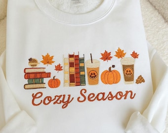 Cozy Season Embroidered Sweatshirt, Cozy Season Sweatshirt, Autumn Sweatshirts, Sweatshirts for Her, Fall Sweatshirt, Cozy Autumn Shirt