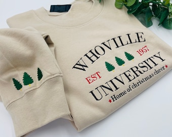 Whoville Christmas Embroidered sweatshirt, xmas crewneck, Gift for a friend, vintage crewneck, jumper, funny sweatshirt, Gift idea, Hoodie