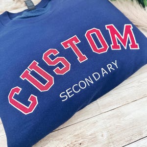 Custom Embroidered Varsity Crewneck - Embroidery Crewneck- Custom Embroidery - Personalized Sweatshirt - Embroidered Sweatshirt, mom gift