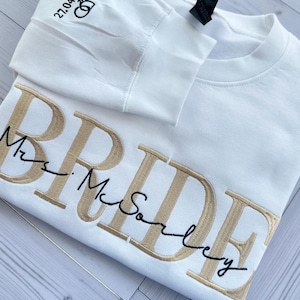 Noiva Pulôver bordado, Noiva Crewneck, Presente, Casamento, Festa de noiva, Lua de mel, Esposa, Dama de honra, Top de casamento, Presente exclusivo para chá de panela