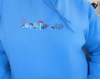 Geborduurd vintage paddestoelsweater, natuurliefhebber sweater, verzamelaar, tuinman hoodie, Cottage Core Aesthetic, cadeau voor paddenstoelenliefde