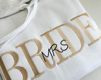 Regalo personalizzato per la sposa, felpa da sposa, regalo di fidanzamento, regalo unico per la festa della sposa, felpa da futura signora, maglione bianco da sposa, regalo per addio al nubilato