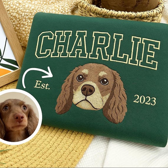 Dog portrait hoodie, dog face sweatshirt, custom pet crewneck, custom pet shirt, pet embroidered, embroidered dog, pet sweater, dog crewneck