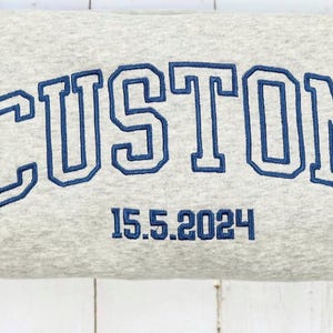 Custom Embroidered Varsity Crewneck - Embroidery Crewneck- Custom Embroidery - Personalized Sweatshirt - Embroidered Sweatshirt, mom gift