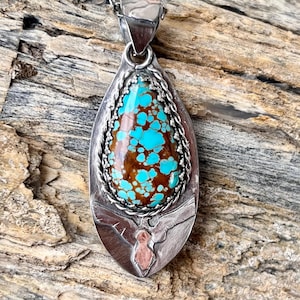 Nevada Thunderbird Turquoise One of a Kind Pendant Necklace