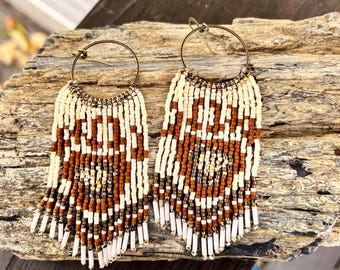Cave Art Bear Track Fringe Earrings Made To Order