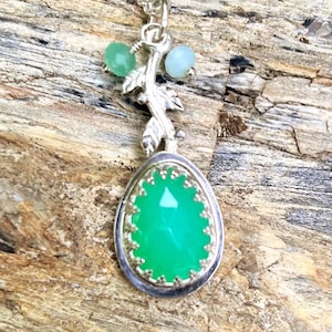 Rose Cut Chrysoprase “Spring Green” Necklace