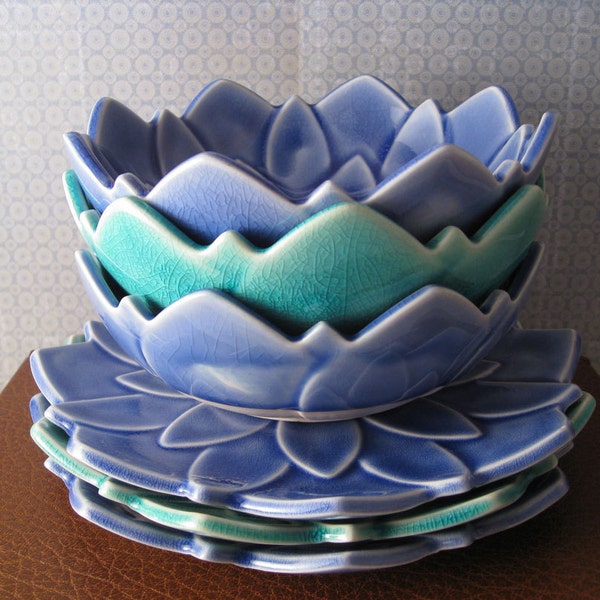 Lotus Flower Bowl & Plate Set