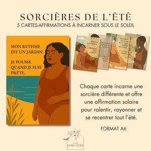 Cartes affirmations été à imprimer | Développement personnel féminin | Pour ralentir, rayonner et se recentrer | PDF et JPEG A6