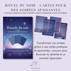 Cartes rituels du soir PDF - Bien-être et sérénité - 10 pratiques apaisantes pour routine du soir - Téléchargement numérique A5