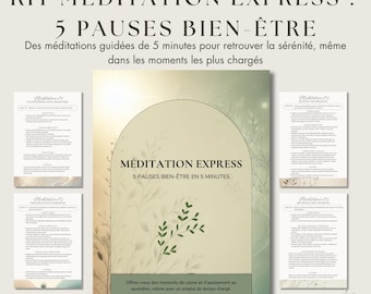 Express Meditatie Kit: 5 Welzijnspauzes | Om lichaam en geest te kalmeren | Persoonlijke ontwikkeling, Rust | PDF Downloadbaar