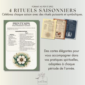 Pack de 4 Cartes de Rituels Saisonniers | Pour Spiritualité et Développement Personnel | Célébrer et S’harmoniser | Format A5 Téléchargeable