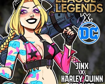 Jinx x Harley Quinn Sticker: League of Legends Vinyl Decal