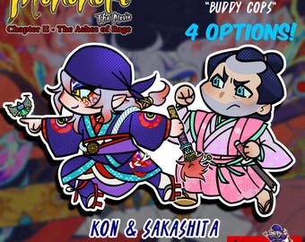 Mononoke Medicine Seller Kon & Sakashita Vinyl Sticker, Anime Buddy Cops
