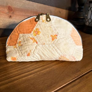 Antique Quilt Pouch - Coin Purse - Vintage Quilt - Repurposed - Cosmetic Bag