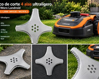 Ultra-light cutting disc with 3 and 4 wing adjustment made of stainless steel for Worx Landroid L2000