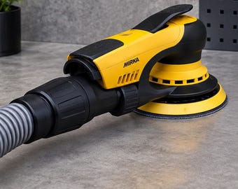 3D vacuum adapter with customizable hose for Mirka Deros sander