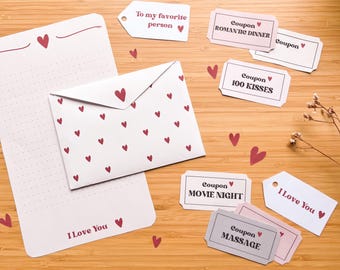 Love Letter Kit Printable | DIY Cards, Envelopes, Coupons (PDF)