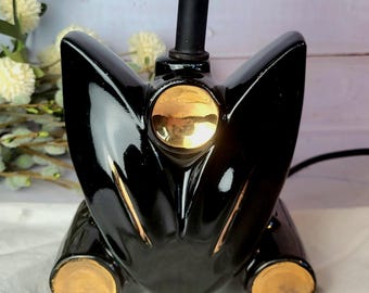 Chic 50s Art Deco Vanity Lamp | Black & Gold | Unique Lamp