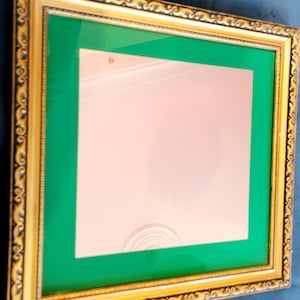 Vintage Mirror with Green Overlay, Framed in Gold and Green Wood, Excellent Condition