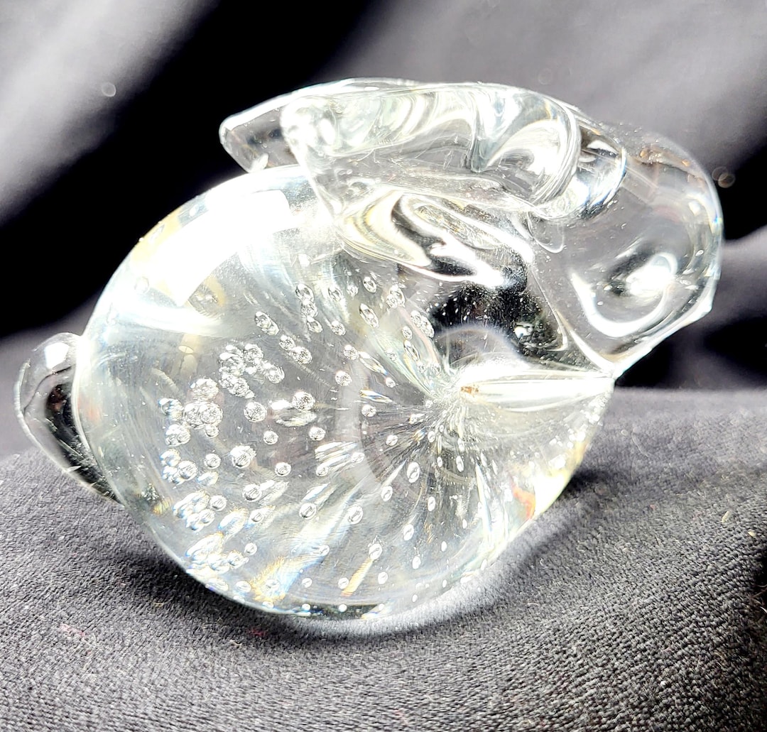 Crystal Rabbit Paperweight Figurine: Controlled Bubbles, Handmade ...