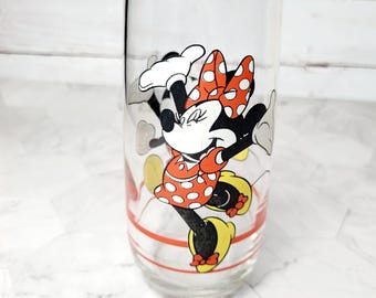 Vintage 1980er Jahre Anchor Hocking Disney Glas, Mickey und Minnie Polka Dot Becher