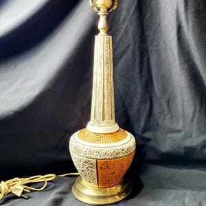 Vintage Mid-Century Modern Ceramic and Brass Table Lamp