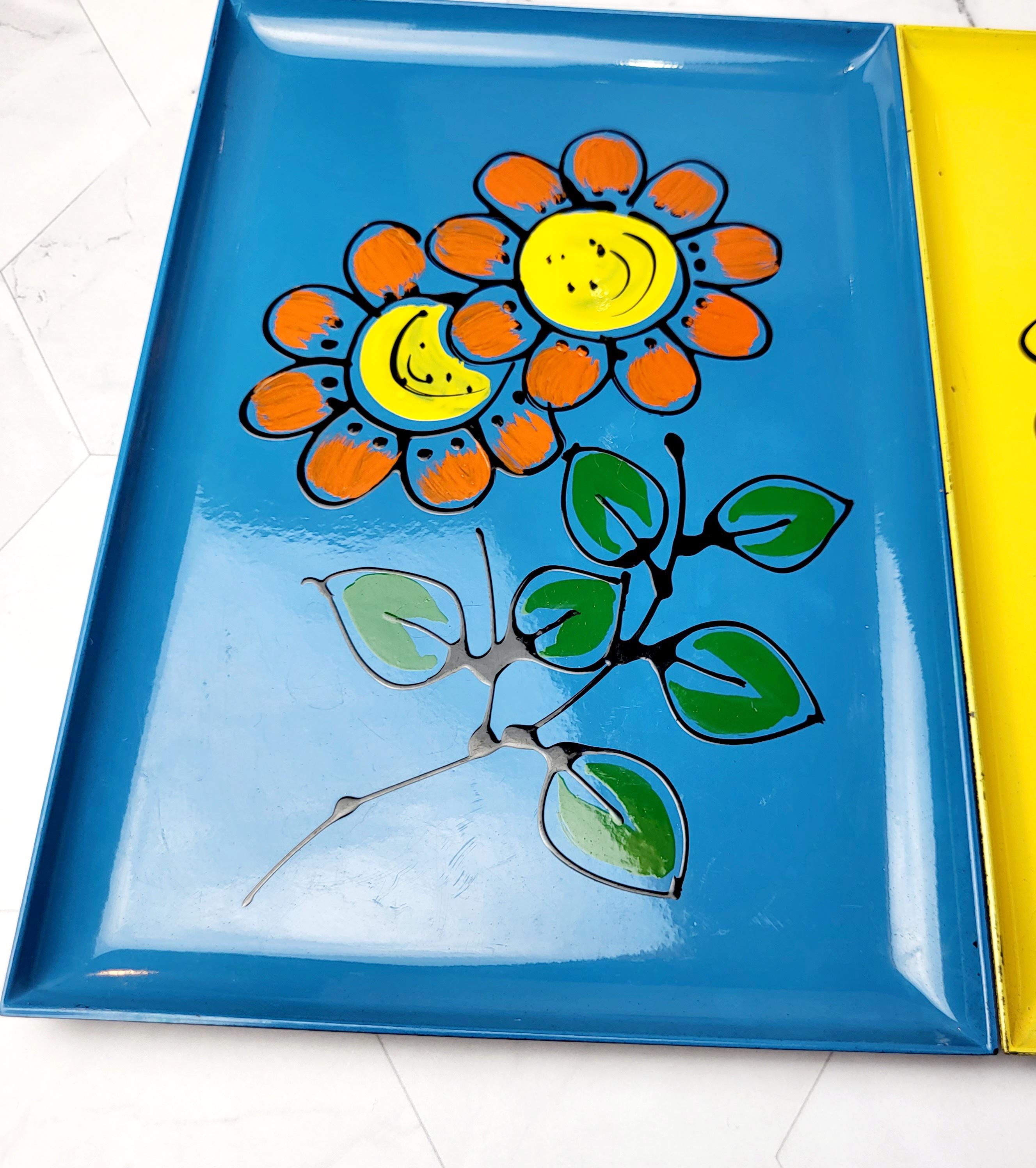 漆塗り 花柄 トレイ ヴィンテージ 漆塗り トレー：花柄 3個セット - Etsy 日本