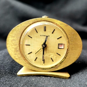 Appella Jewel Miniature Travel Alarm Clock - Manual Winding Swiss Movement, 1950s