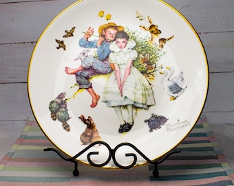 ノーマン・ロックウェル「スキースキルズ」限定版磁器皿、1980年