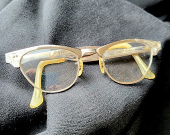 1950s Victory Cat Eye Glasses – Silver Etched Aluminum Frame
