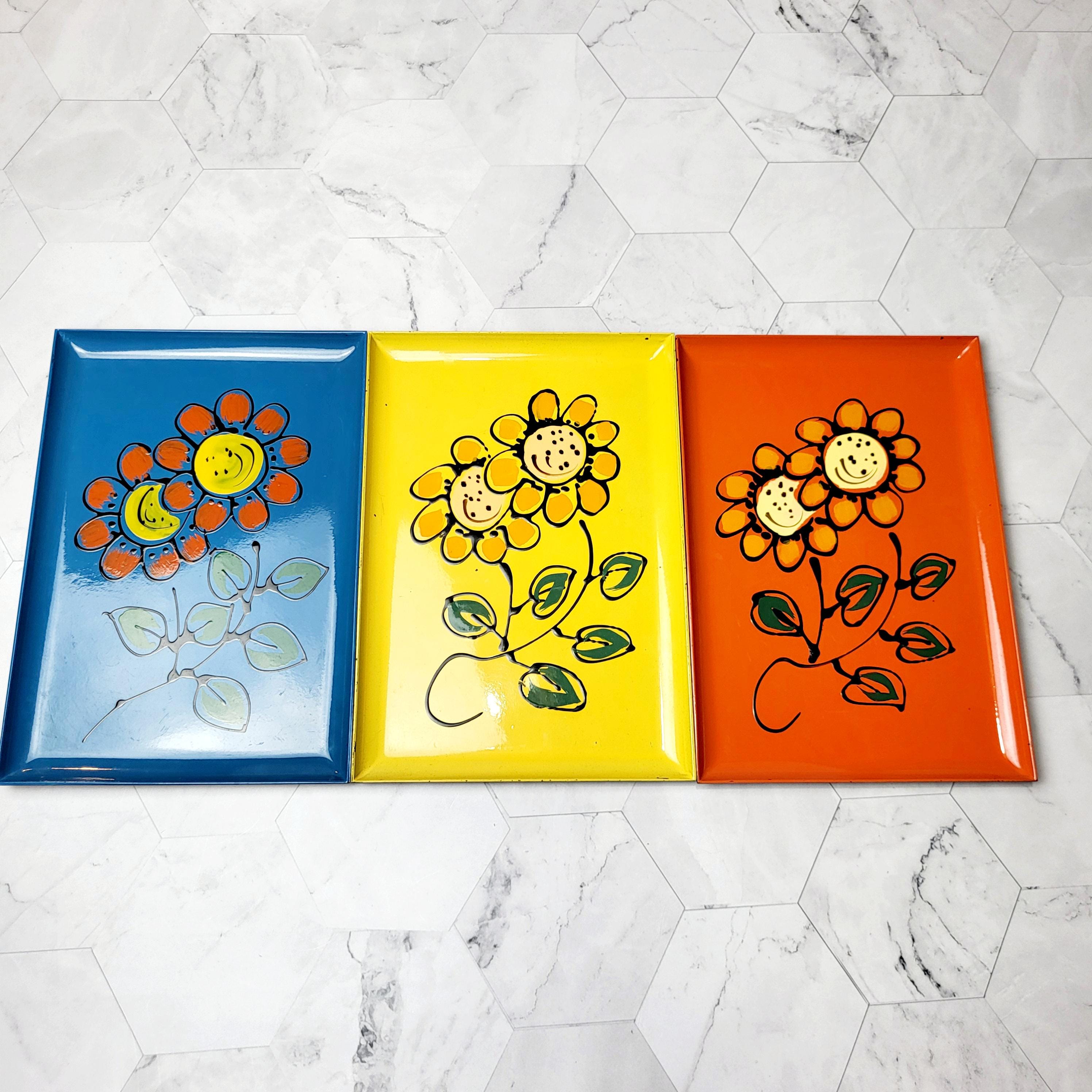 漆塗り 花柄 トレイ ヴィンテージ 漆塗り トレー：花柄 3個セット - Etsy 日本