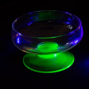 Vintage Small Footed Dessert Cup, Uranium Glass