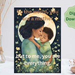 Biglietto di auguri per la mamma di San Patrizio, biglietto di auguri per mamma e figlio, biglietto di benedizione irlandese, biglietto stampabile per la festa della mamma, biglietto digitale Lucky Clover,