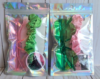 Wicked Theme Party Bags Prefilled Favors Green Pink Heart Glasses