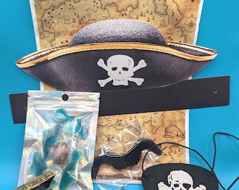 Kids Pirate Theme Birthday Party Favors 14 pc Pre-filled Loot Bags Goodie Bags Dress Up Costume Pretend Play Toys Treats Treasure