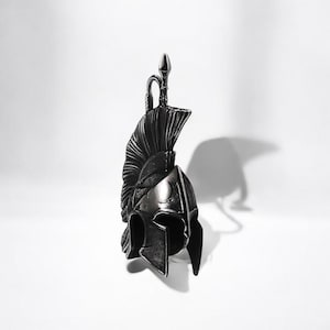 Spartan Warrior Ancient Greek Pendant, Spartan Black Helmet Necklace, Ancient Greek Jewellery, Roman Helmet