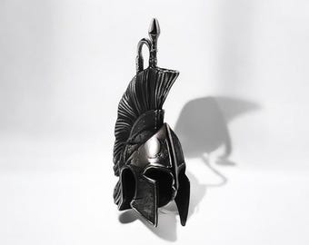 Spartan Warrior Ancient Greek Pendant, Spartan Black Helmet Necklace, Ancient Greek Jewellery, Roman Helmet