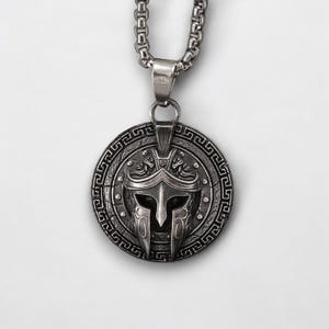 Spartan Helmet Necklace | Warrior Necklace | Stainless Steel Pendant | Greek Mythology Jewelry | Historical Necklace | Mens Necklace
