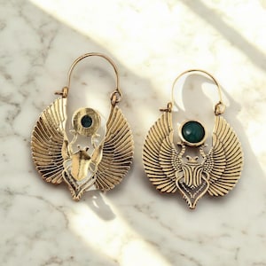 Egyptian Scarab Beetle Earrings, Ancient Egypt Inspired Jewelry, Mystical Dangle Earrings For Women  Unique Gift For History Lovers
