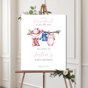 Cowgirl Baby Shower Welcome Sign, Pink Baby Girl Shower Template,  Editable Shower Sign, Personalized Canva Country Western Welcome Sign