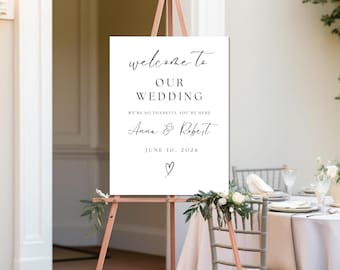Simple Modern Wedding Welcome Sign, Editable Canva Template DIY Printable Sign, Minimalist Wedding Entry Welcome, Wedding Welcome