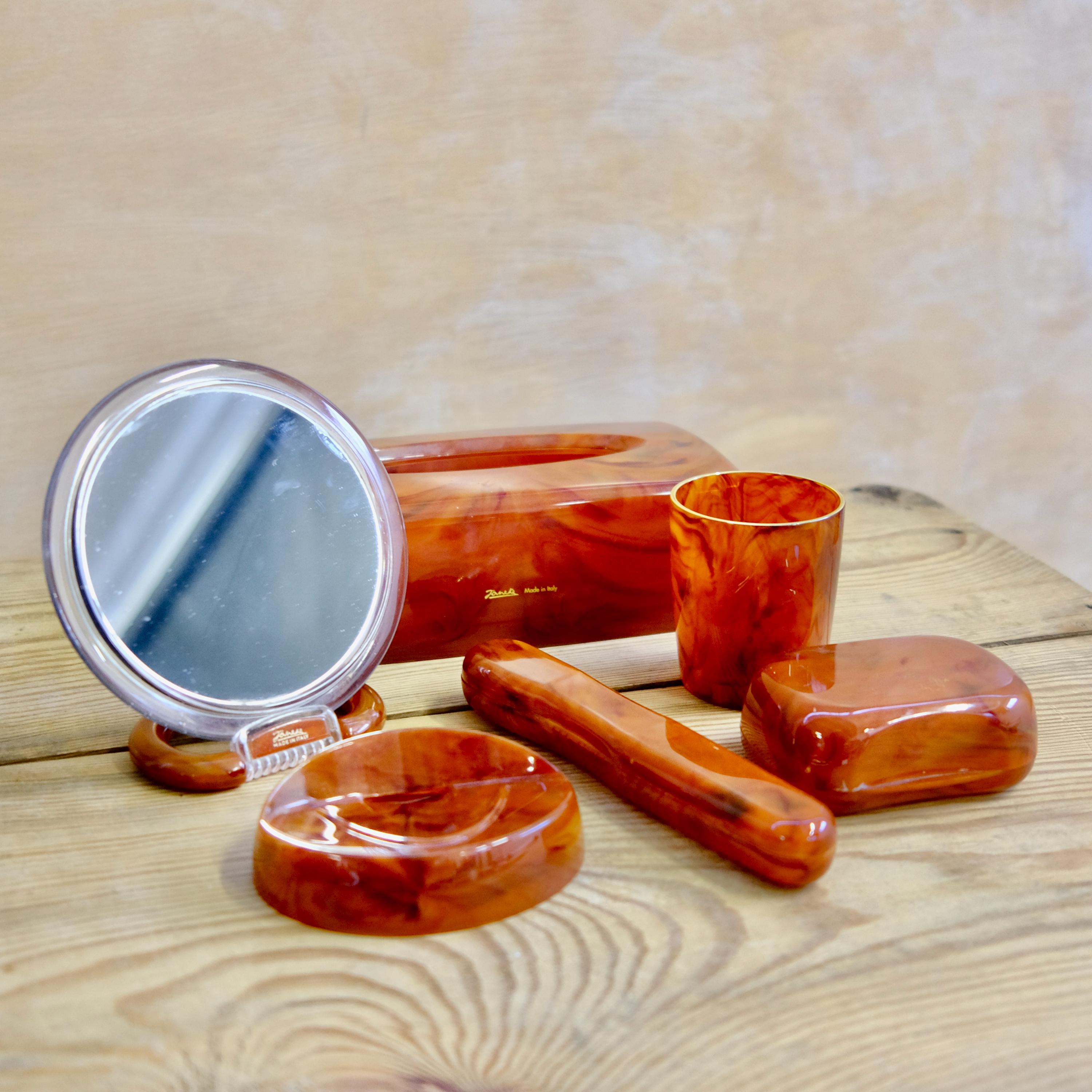 Vintage bathroom set Made in Italy 70's Janeke 1830 6 pieces double mirror, soap, tissues, toothbrush holder, glass,