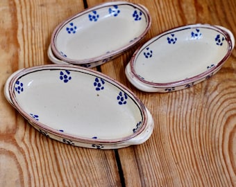 Tris small artistic ceramic baking dishes from Lecce Made in Italy 70&#39;s