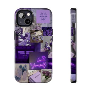 Funda para teléfono con tablero de visión estético morado / Duradera y liviana / iPhone 13, 14, 15 / Diseño de tablero de estado de ánimo para inspirarse